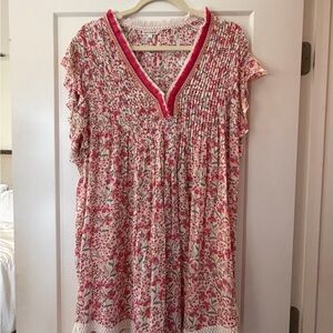 Poupette St. Barth Pink & Red Floral Mini Dress